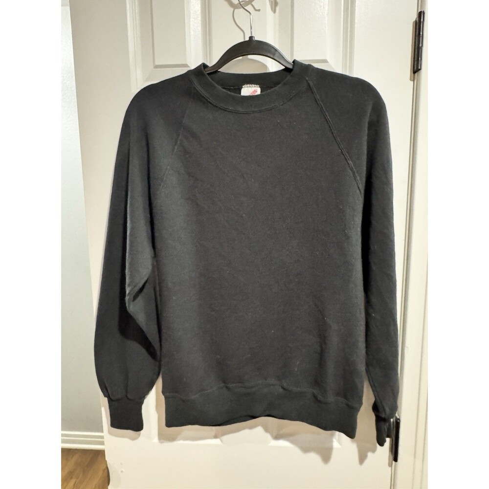 JERZEES 90s Black Fleece Crew Neck Pullover Sweatshirt Men's Long Sleeve Size L